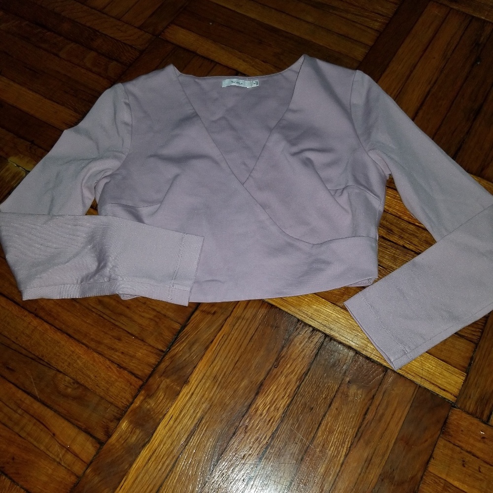 Talula Mauve Wrap Cropped Long-Sleeve Top
